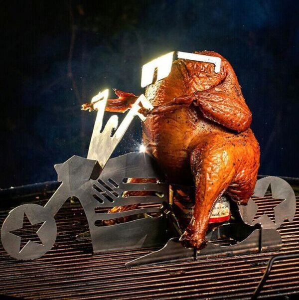 Motorcycle Beer Can Chicken Stand - Funny and Functional BBQ Steel Rack for Grilling and Roasting Chicken - Image 5