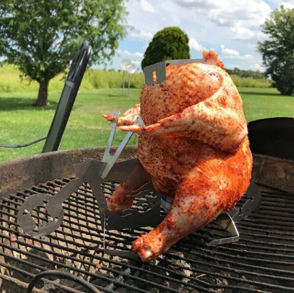 Motorcycle Beer Can Chicken Stand - Funny and Functional BBQ Steel Rack for Grilling and Roasting Chicken - Image 2