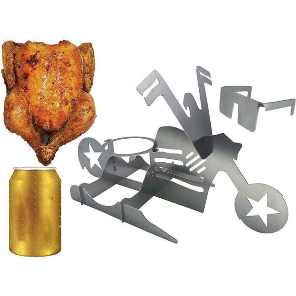 Motorcycle Beer Can Chicken Stand - Funny and Functional BBQ Steel Rack for Grilling and Roasting Chicken - Image 4