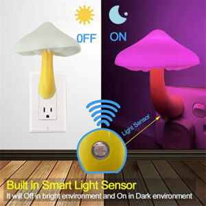 Warm White Light-Controlled LED Night Light Mushroom Wall Socket Lamp for Your Bedroom