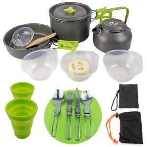 Lightweight and Foldable Cookware and Tableware Set for Outdoor Camping, Hiking, Picnics, and BBQs