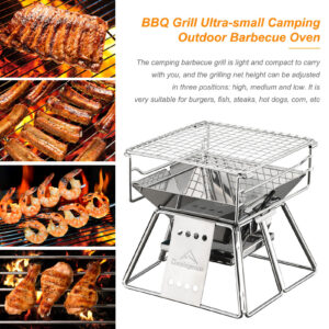 Compact Foldable Stainless Steel BBQ Grill with Non-stick Surface – Perfect for Camping and Picnics