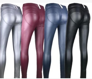 Elastic Leather Pants for Women