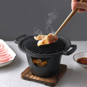 Portable Smokeless Mini BBQ Grill for Home and Outdoor Cooking: Alcohol Stove Barbecue Plate for Roasting Meat