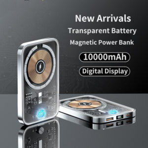Fast-Charging Magnetic Power Bank with Transparent Design: 22.5W Output