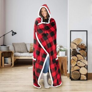 Cozy up with this Checkered Hooded Blanket for the Ultimate Home Leisure Experience