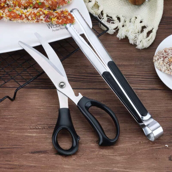 Korean BBQ Scissors Tongs Set for Grilling and Serving Meat - Image 7