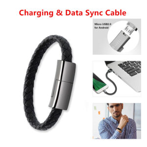 Multi-functional Charging Bracelet with USB-C and Micro-USB Cables for iPhone and Android Devices