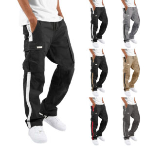 Fashionable Drawstring Pants for Men with Color Block Design