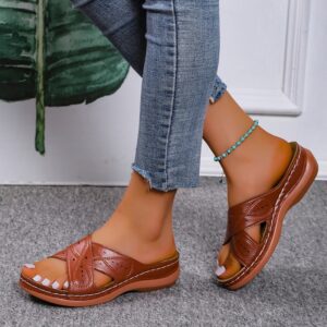 Women’s Retro Wedge Sandals with Grip Soles