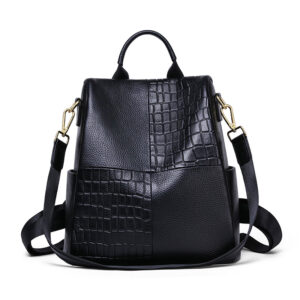 Versatile and Chic Large Capacity Cowhide Backpack for Women