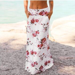 Elegant and Chic Floral Long Skirt with a Flattering High Waist for Women