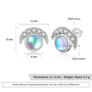 Illuminate Your Look with S925 Sterling Silver Moon Stud Earrings
