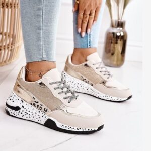 Women’s Platform Wedge Mesh Sneakers with Lace-up Design