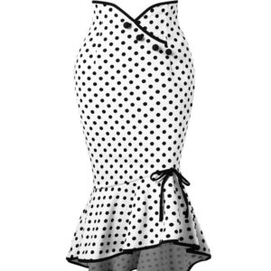 Women’s Mermaid Skirt with Polka Dot Print