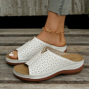 Women’s Hollowed Out Wedge Sandals in V-Shaped Design