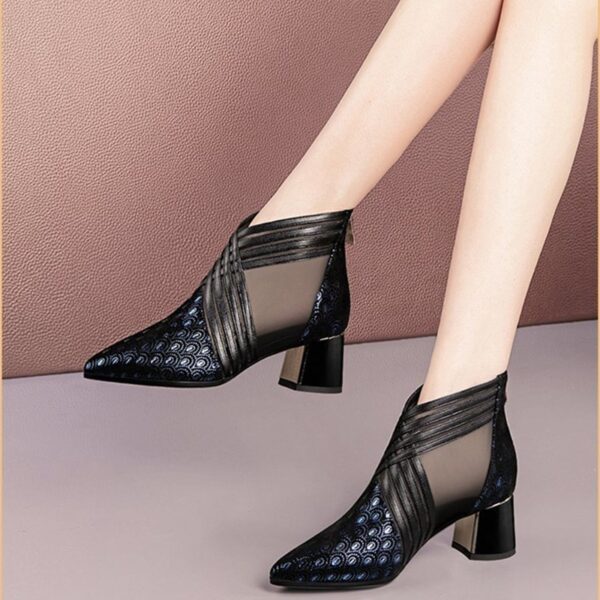 Stay Cool and Chic with Mid-Heel Mesh Boots for Women - Image 2