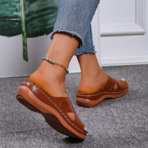 Women’s Retro Wedge Sandals with Grip Soles