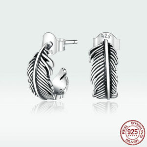 Minimalistic Feather S925 Silver Earrings