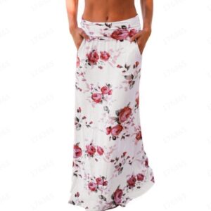 Elegant and Chic Floral Long Skirt with a Flattering High Waist for Women