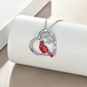 Express Your Love for Nature with the Creative Cardinal Heart Pendant Necklace