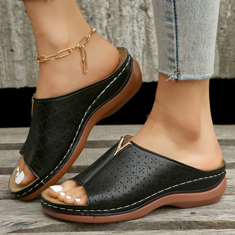 Hollowed Out Wedge Sandals