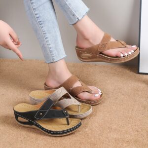 Non-Slip Platform Chunky Heel Thong Sandals for Women