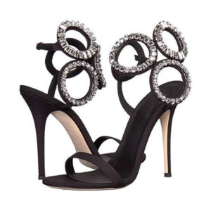 Glamorous Open-Toe Stiletto Sandals with Rhinestones for Women