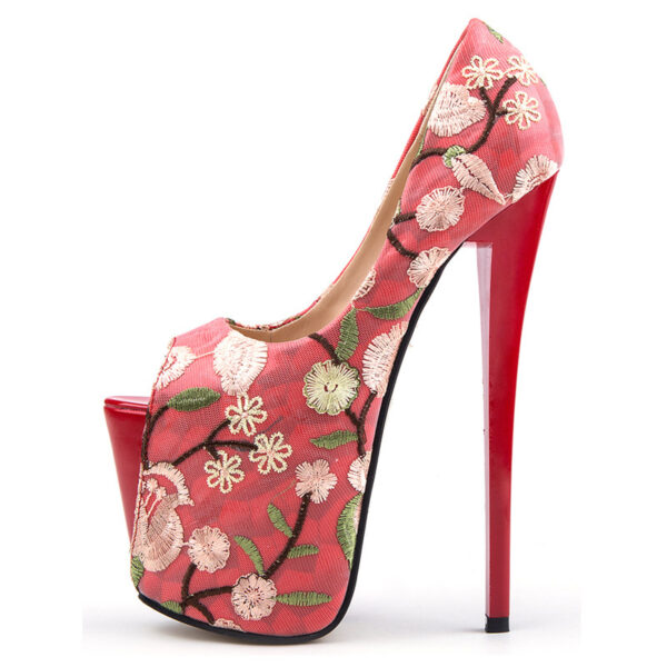 Blossom in Style with Embroidered Floral Mesh Stiletto Sandals for Women - Image 5