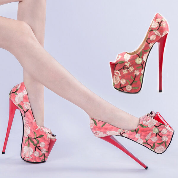 Blossom in Style with Embroidered Floral Mesh Stiletto Sandals for Women - Image 4