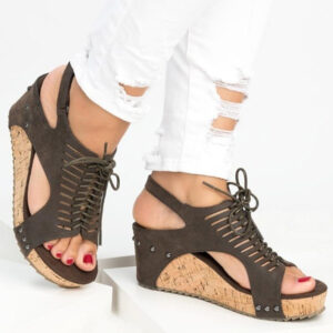 Chic and Comfortable Laser Mesh Wedge Sandals for Women