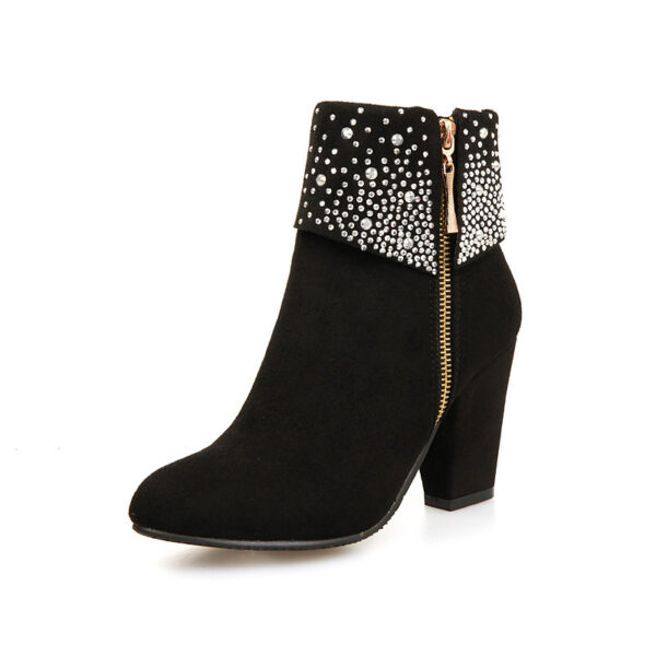 Women's Nubuck Rhinestone Ankle Boots - Image 5