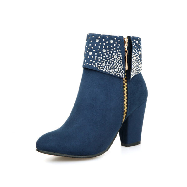 Women's Nubuck Rhinestone Ankle Boots - Image 6