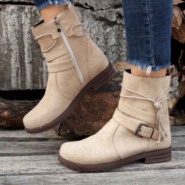 Women's Non-Slip Retro Ankle Boots with Side Buckle - Image 3