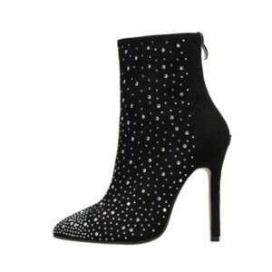 Shine Bright in Women’s Suede Short Boots with Rhinestones
