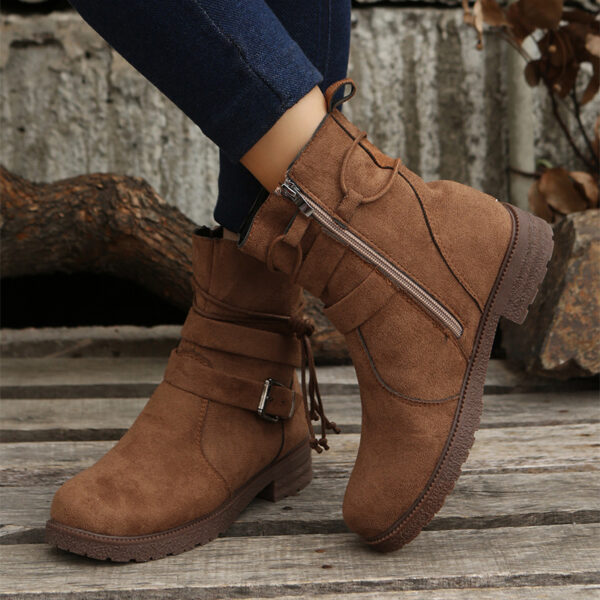 Women's Non-Slip Retro Ankle Boots with Side Buckle - Image 5