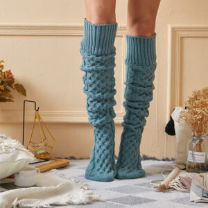 Cozy Up in Women’s Long Woolen Yarn Over Knee Socks