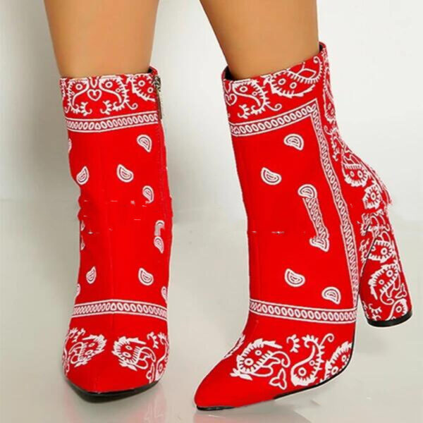 Women's Fashionable Cashew Flower Boots - Image 4