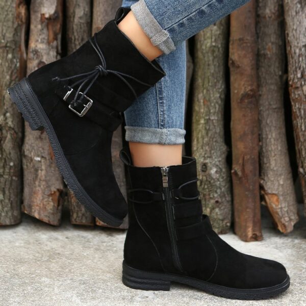 Women's Non-Slip Retro Ankle Boots with Side Buckle - Image 8