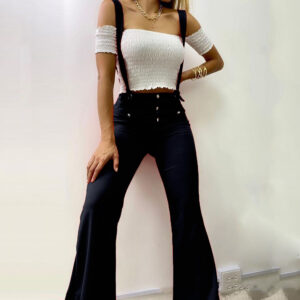 Chic High Waist Flared Pants with Straps for Women