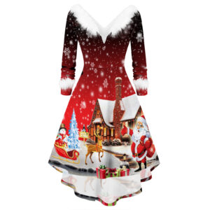 Celebrate in Style with a V-Neck Christmas Dress for Women