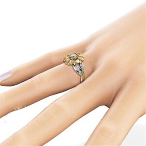 Gold Plated Sunflower Zircon Ring