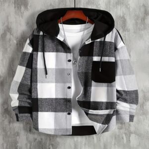 Men’s Hooded Plaid Shirt with Extra Thickness