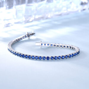 925 Sterling Silver Nano Sapphire Tennis Chain Bracelet
