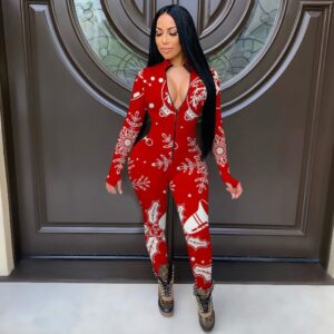 Women’s Jumpsuit with Christmas Pattern