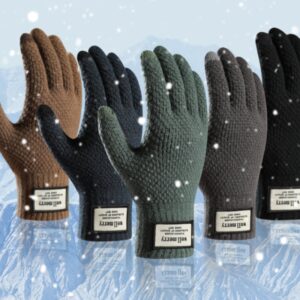 Men’s Velvet-Lined Touch Screen Gloves with Thick Jacquard Wool