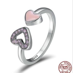 925 Sterling Silver Heart to Heart Finger Ring