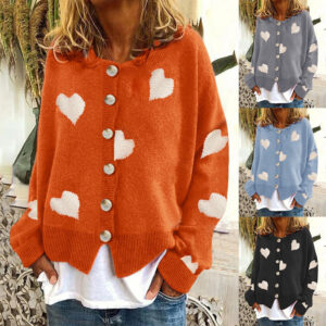 Women’s Sweater Cardigan with Lovely Hearts