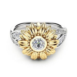 Gold Plated Sunflower Zircon Ring