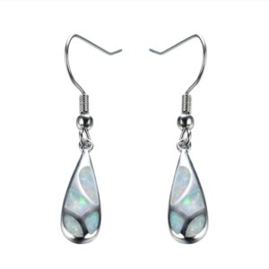 925 Sterling Silver Opal Drop Earrings